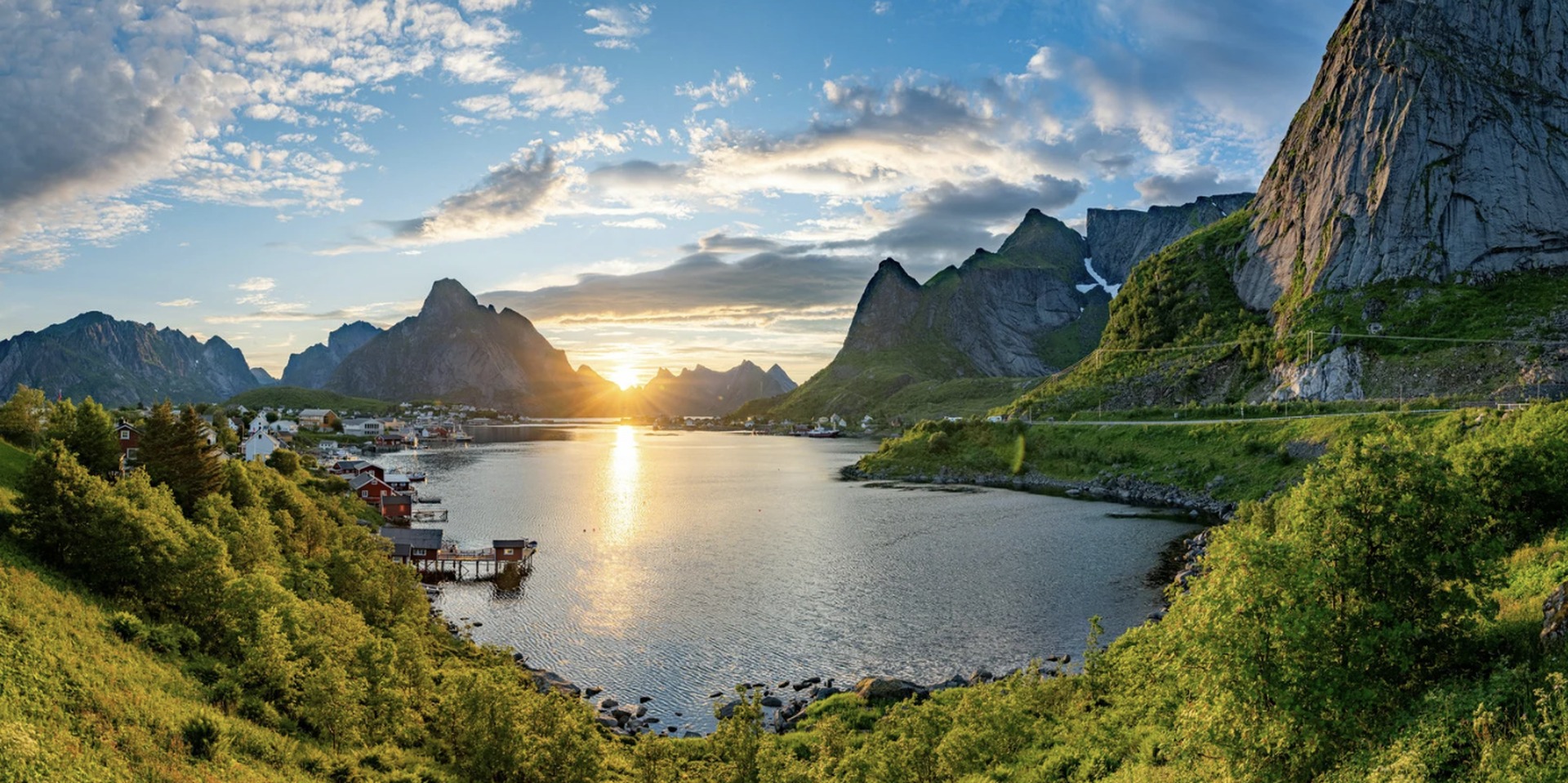 Nordic fjord at golden hour